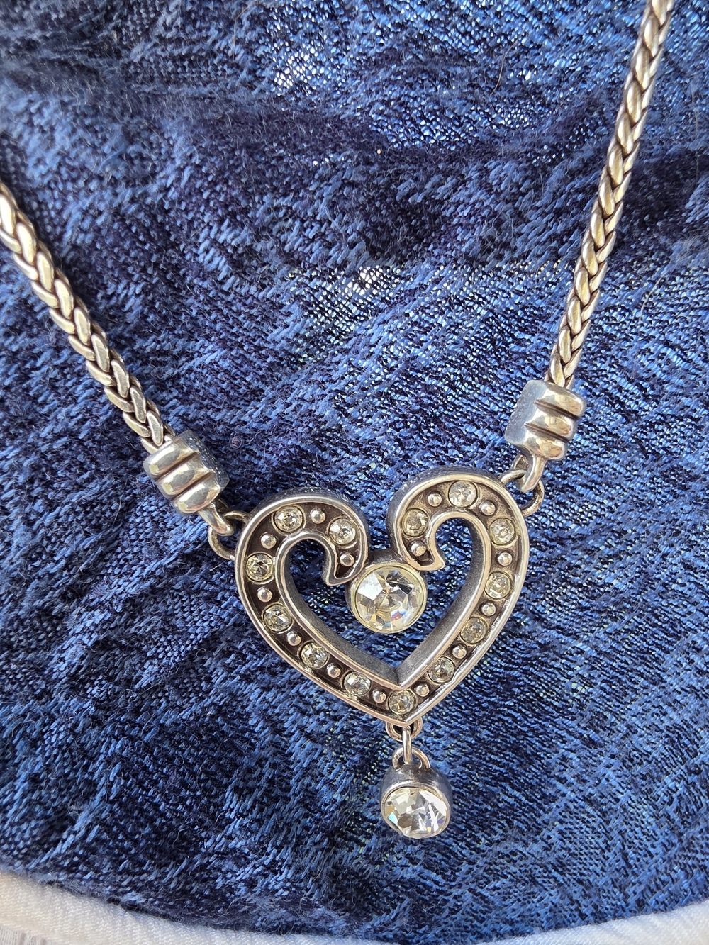 Brighton 'Loving Heart With Hanging Crystal Reversible Y-drop Pendant Necklace'